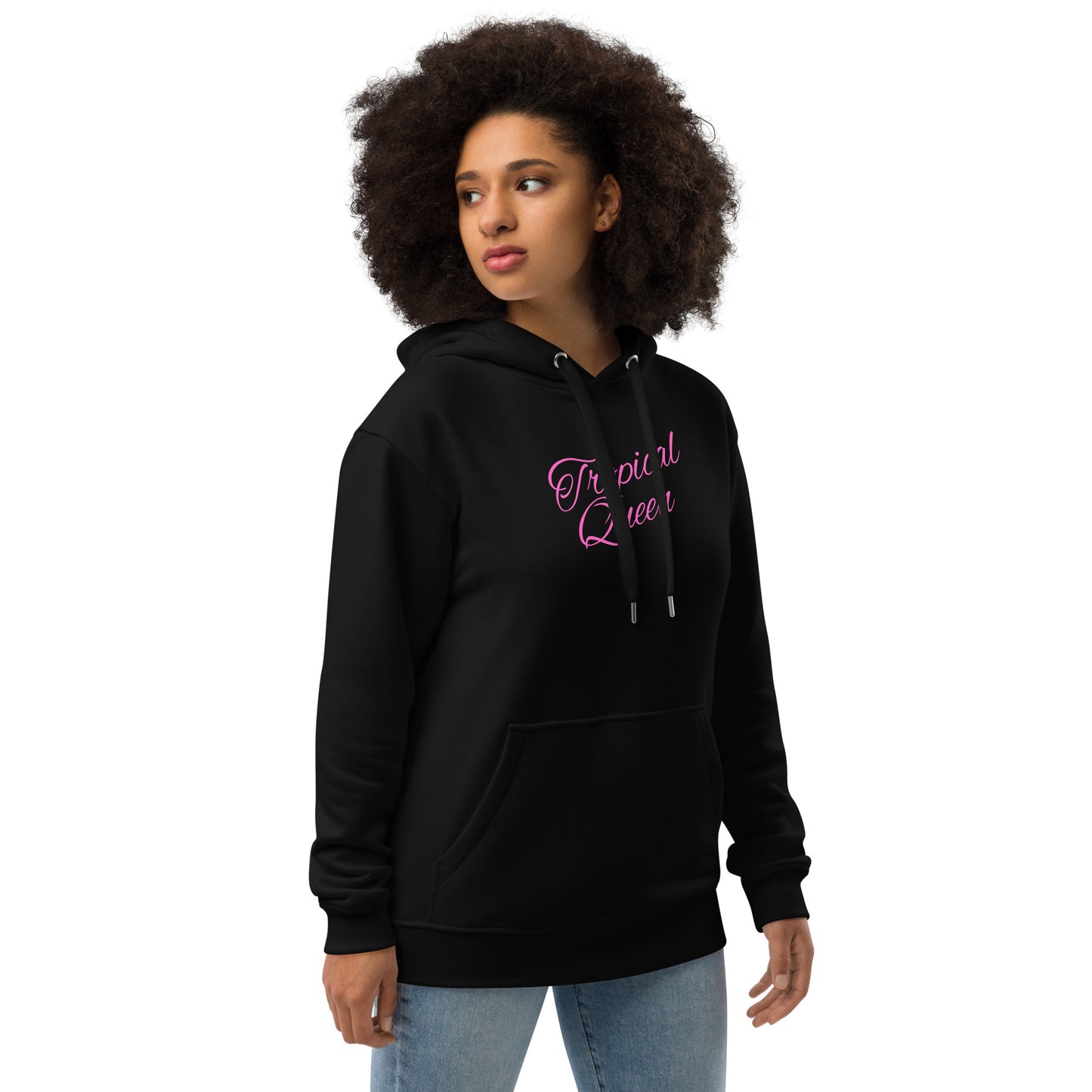 Tropical Queen/Badass Attitude Hoodie | Black - Pink