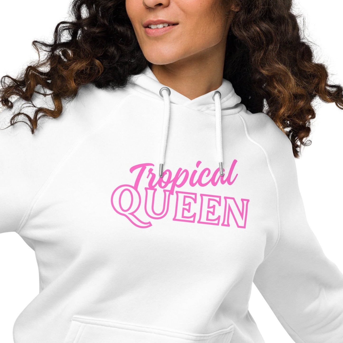 BoldBeautifulBadass Raglan Hoodie | White - Pink