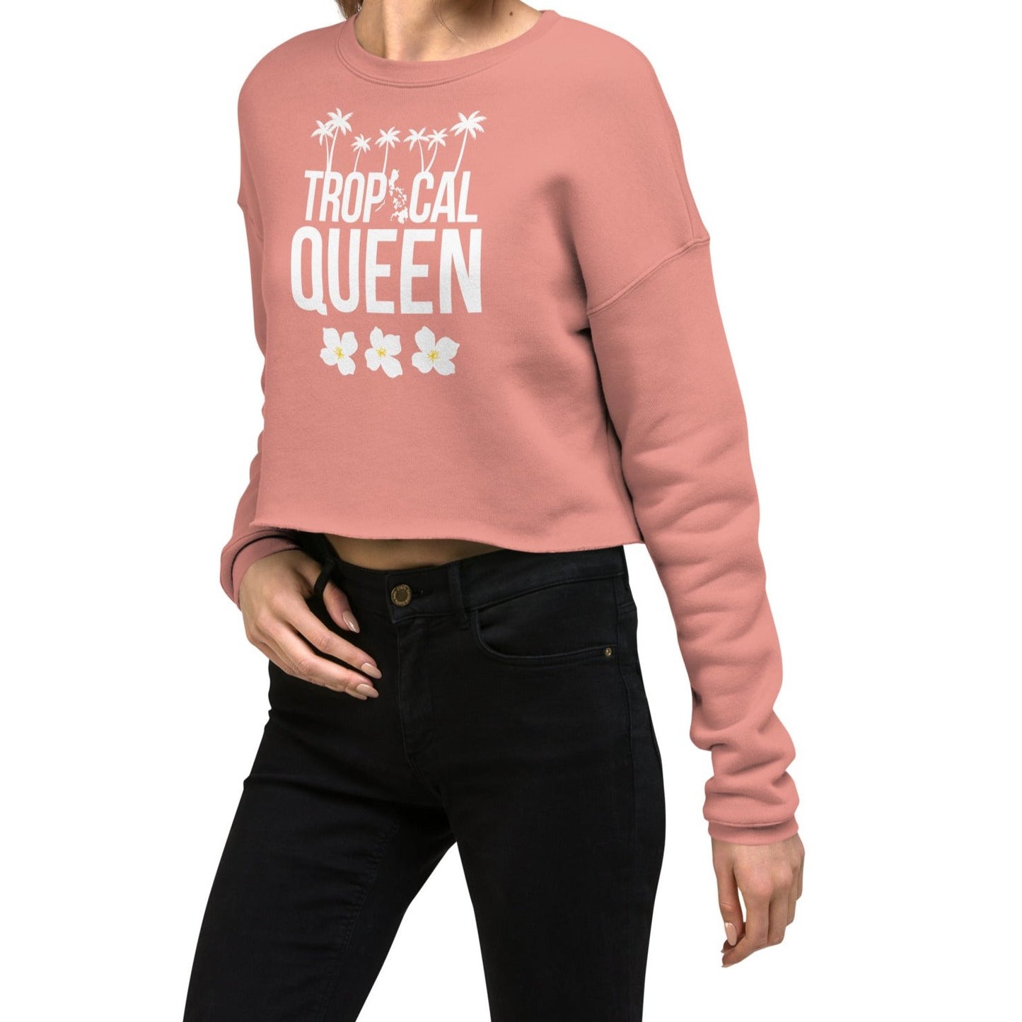 Tropical Queen Crop Sweatshirt | Pink