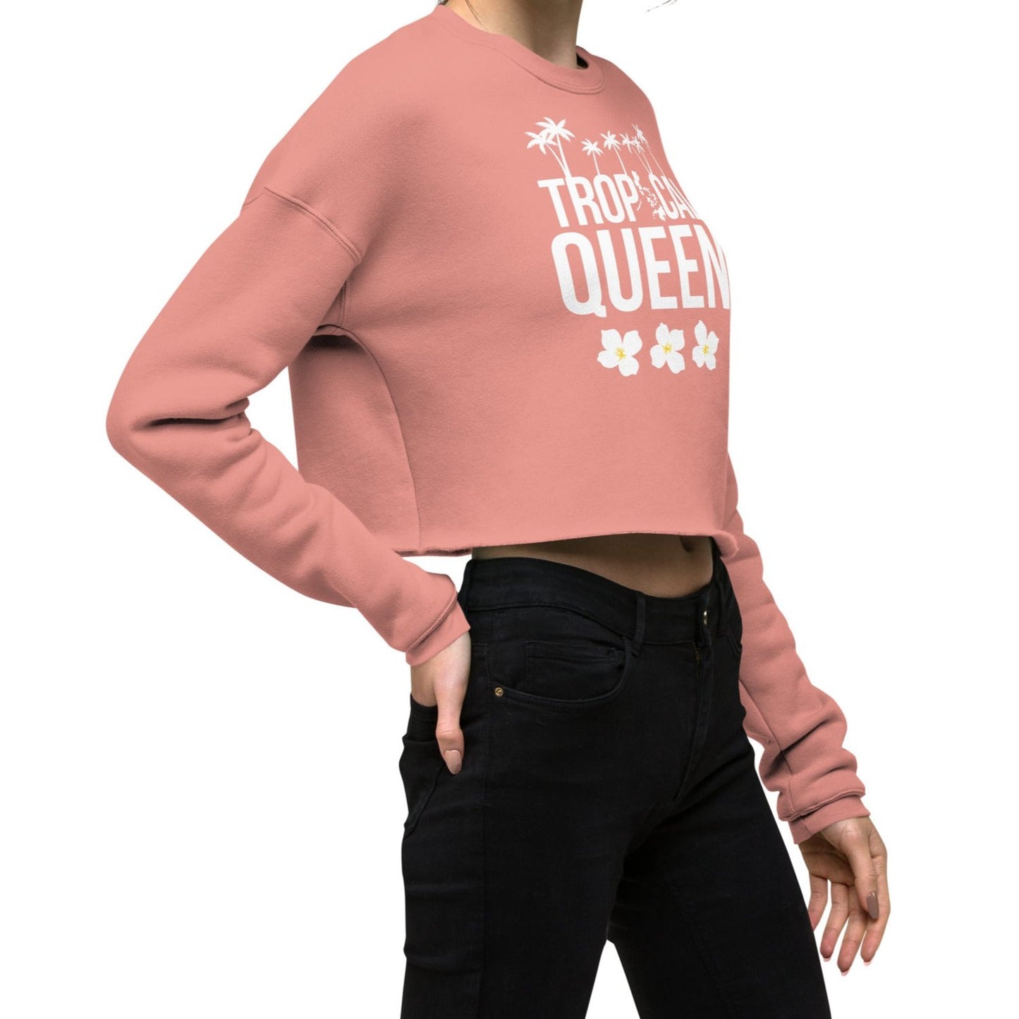 Tropical Queen Crop Sweatshirt | Pink