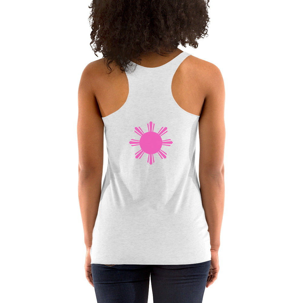 Tropical Queen Racerback Tank | HeatherWhite - Pink