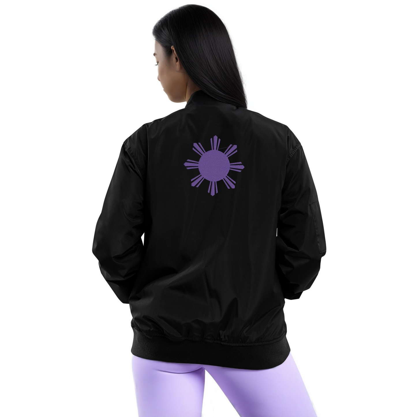 Tropical Queen Bomber Jacket - Black | Purple