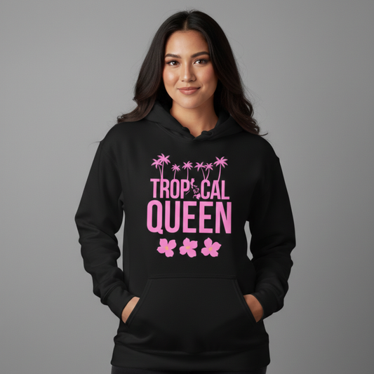 Tropical Queen Hoodie | Black - Pink
