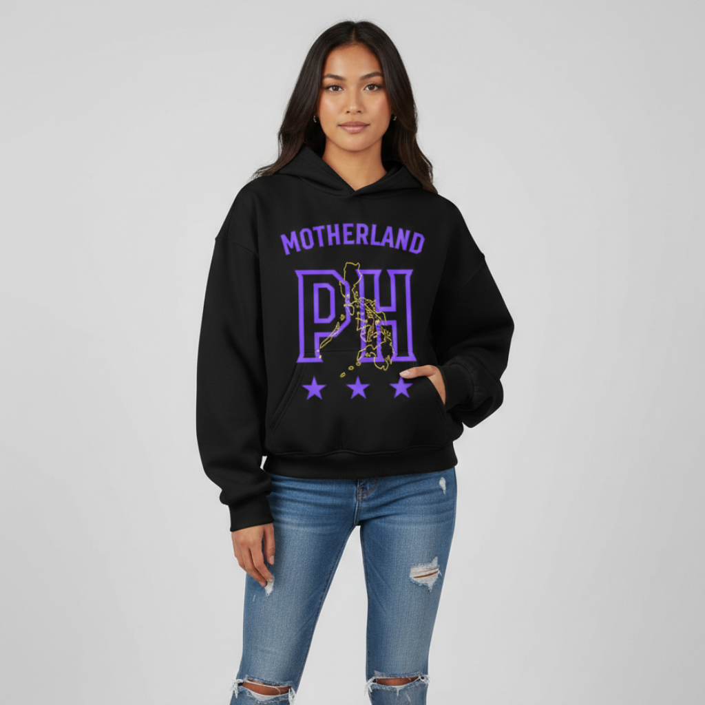 Motherland Fusion Oversized Hoodie | Black - Purple