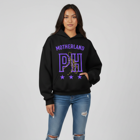 Motherland Fusion Oversized Hoodie | Black - Purple