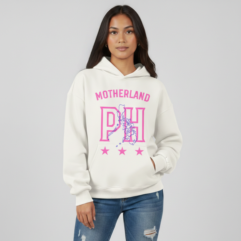 Motherland Fusion Oversized Hoodie | White - Pink