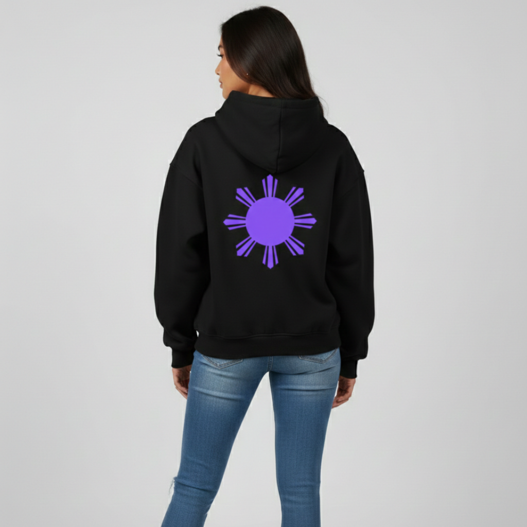 Motherland Fusion Oversized Hoodie | Black - Purple