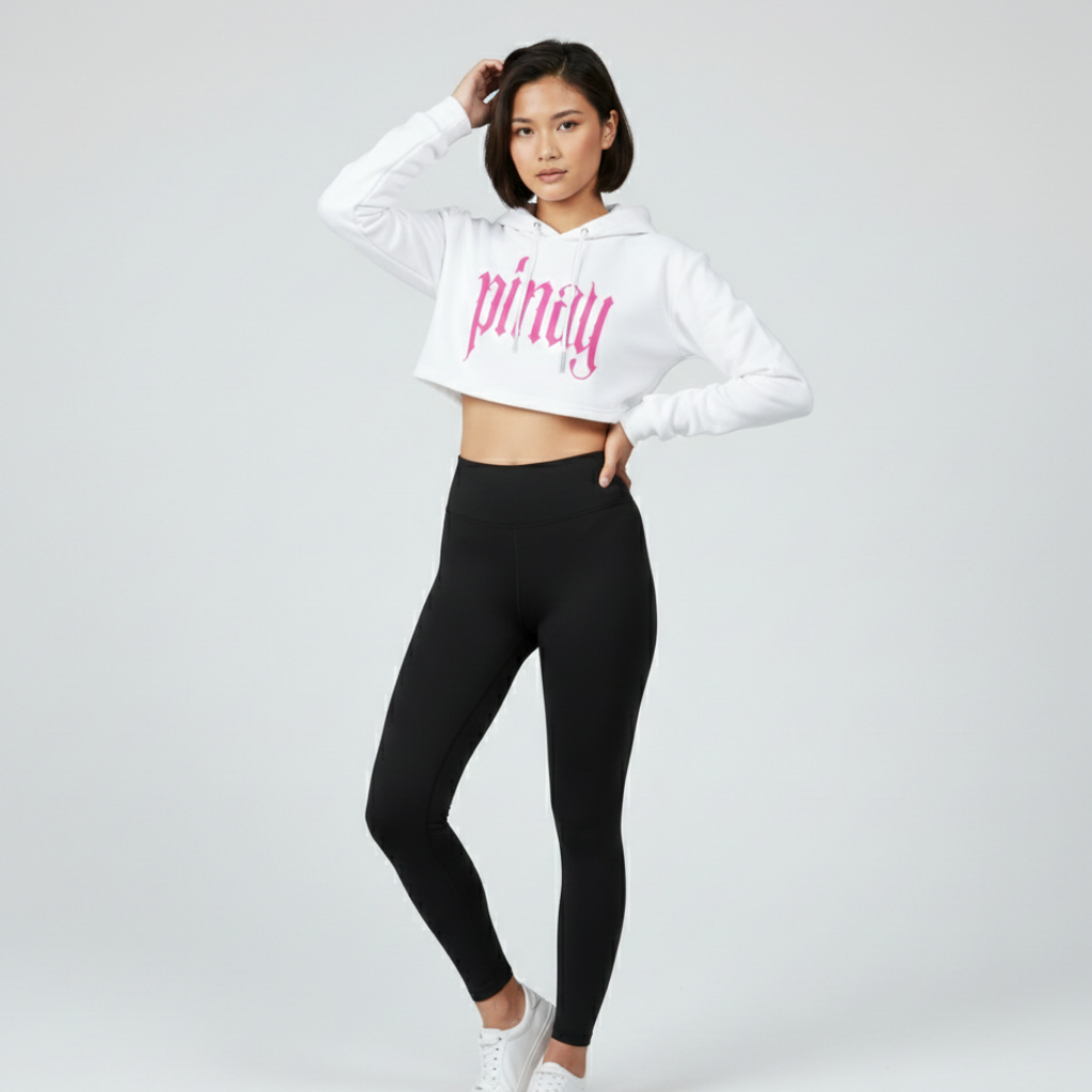 Pinay Cropped Hoodie | White