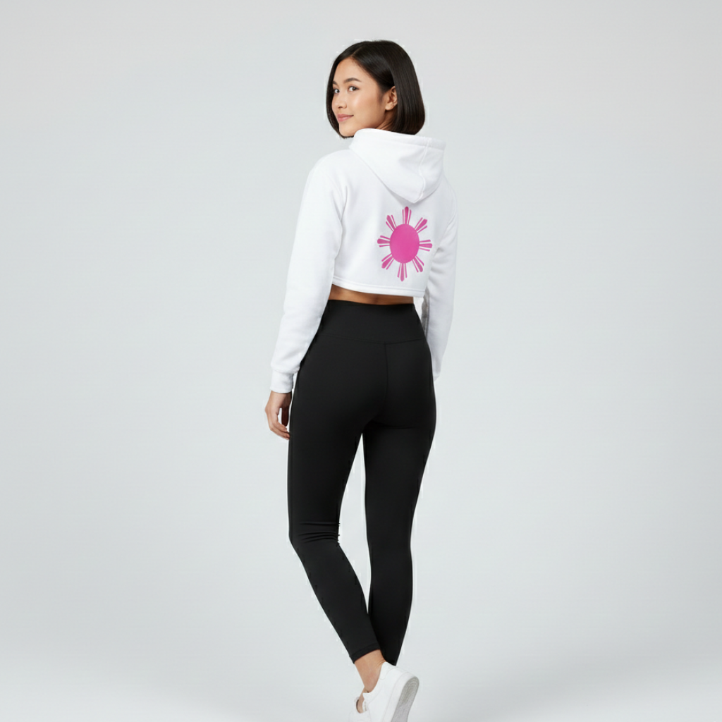Pinay Cropped Hoodie | White