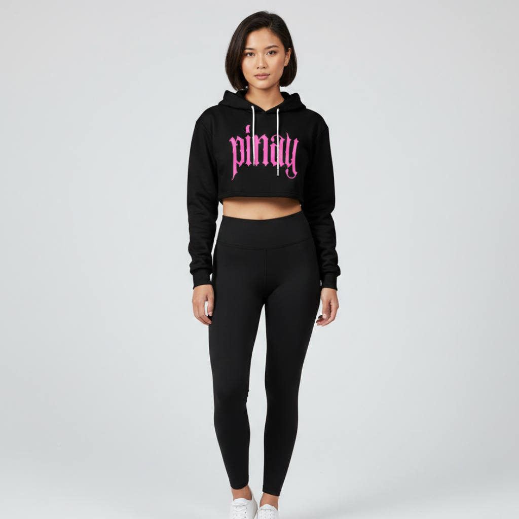 Pinay Cropped Hoodie | Black