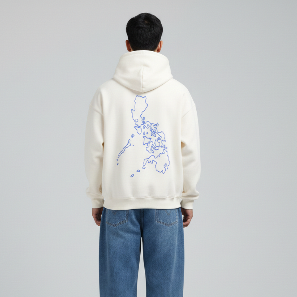 Motherland Oversized Hoodie | Cream - Blue