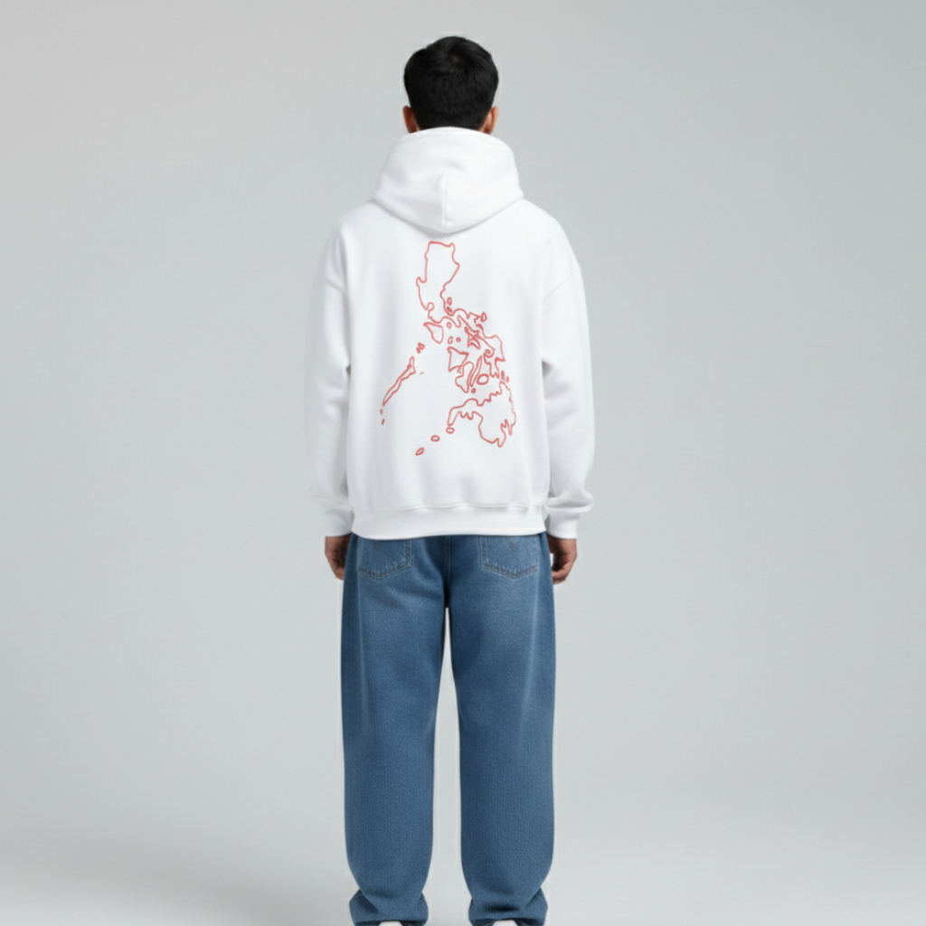 Motherland Oversized Hoodie | White - Red