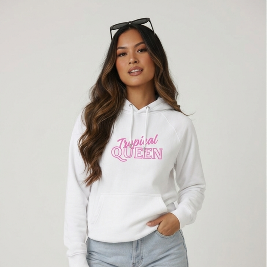 BoldBeautifulBadass Raglan Hoodie | White - Pink