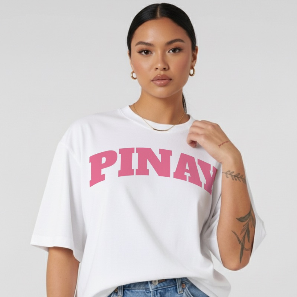 Pinay - Child Of The Seven Thousand Islands | White - Pink| Oversized