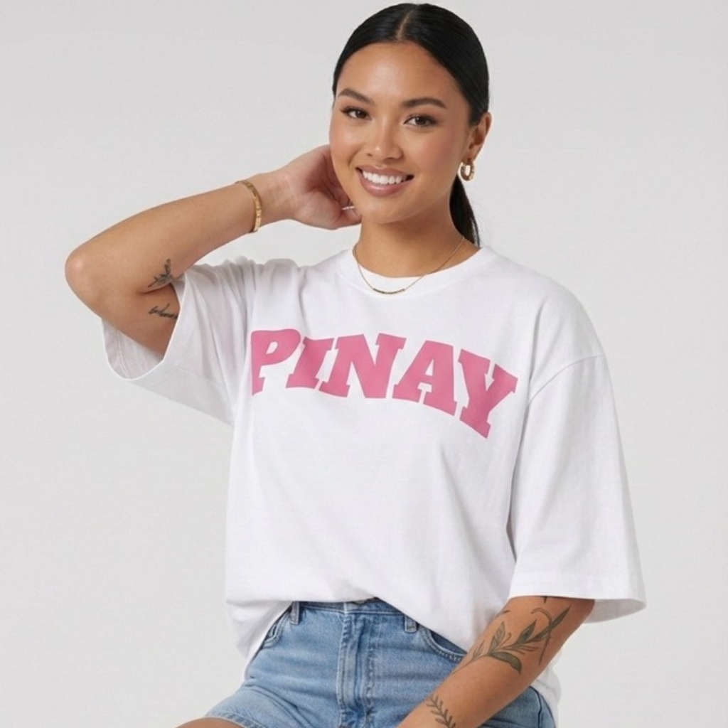 Pinay - Child Of The Seven Thousand Islands | White - Pink| Oversized
