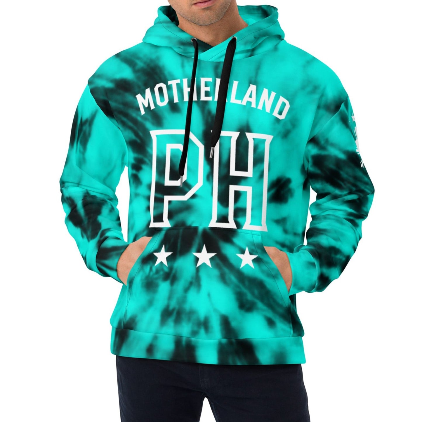 Motherland PH Hoodie | Tie Dye Turquoise - black