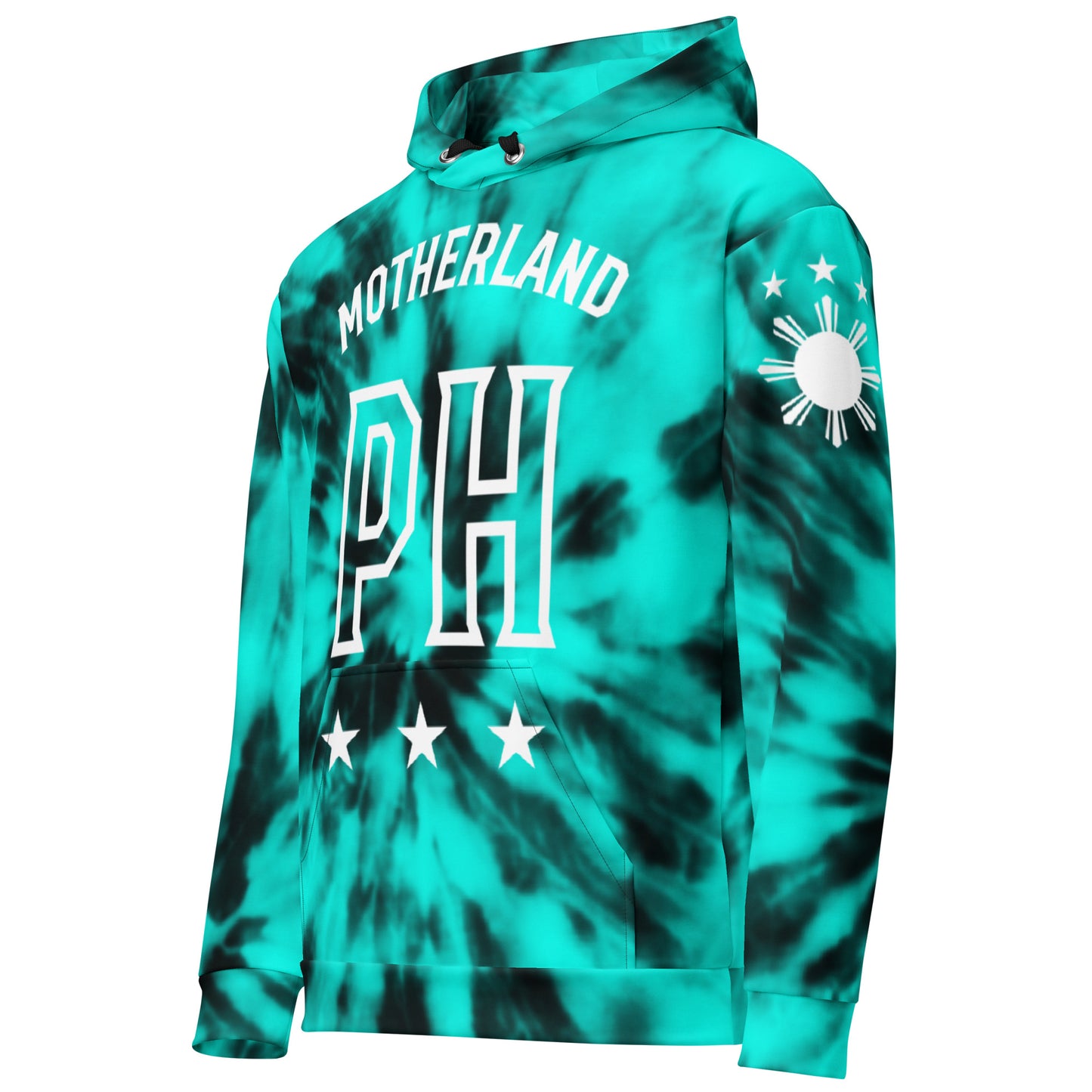 Motherland PH Hoodie | Tie Dye Turquoise - black