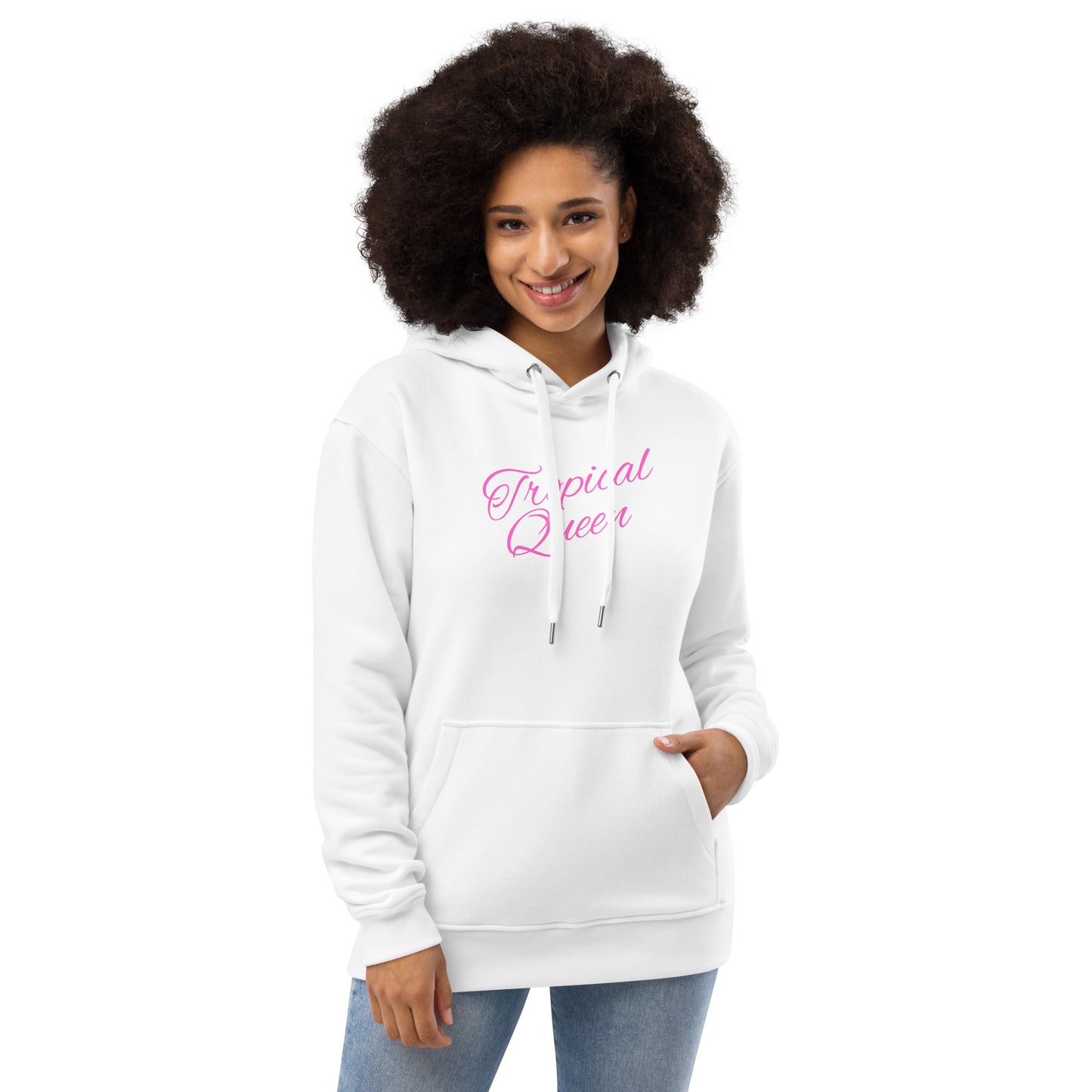 Tropical Queen/Badass Attitude Hoodie | White - Pink