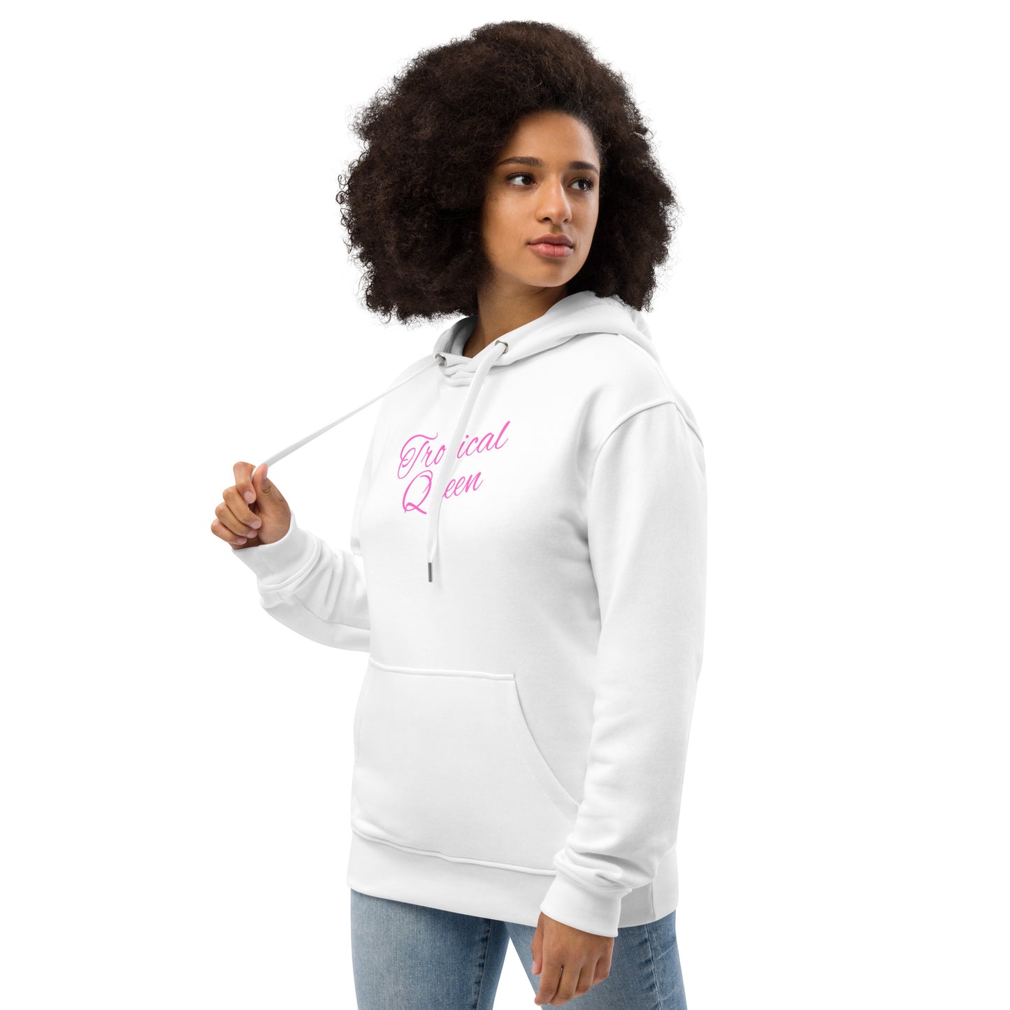 Tropical Queen/Badass Attitude Hoodie | White - Pink