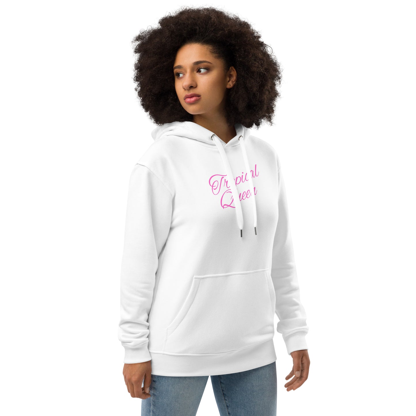 Tropical Queen/Badass Attitude Hoodie | White - Pink