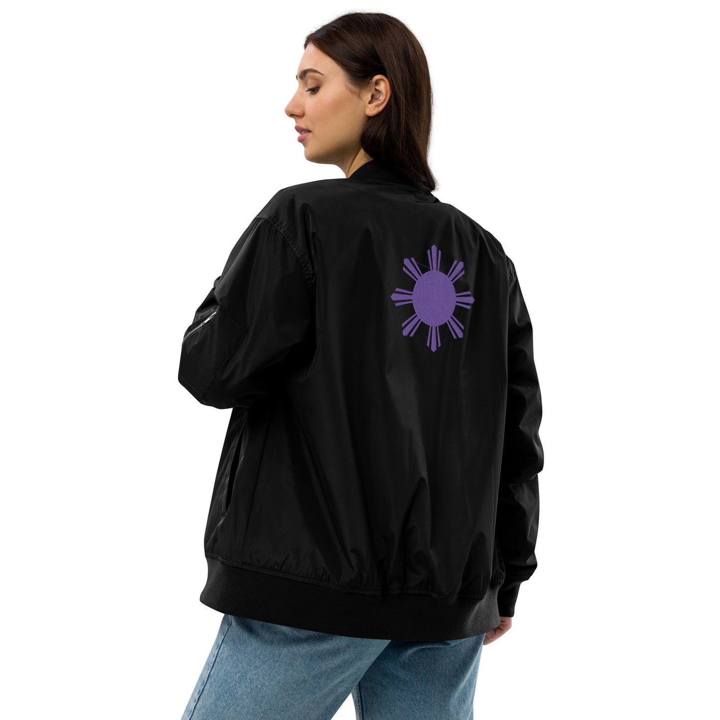 Tropical Queen Bomber Jacket - Black | Purple