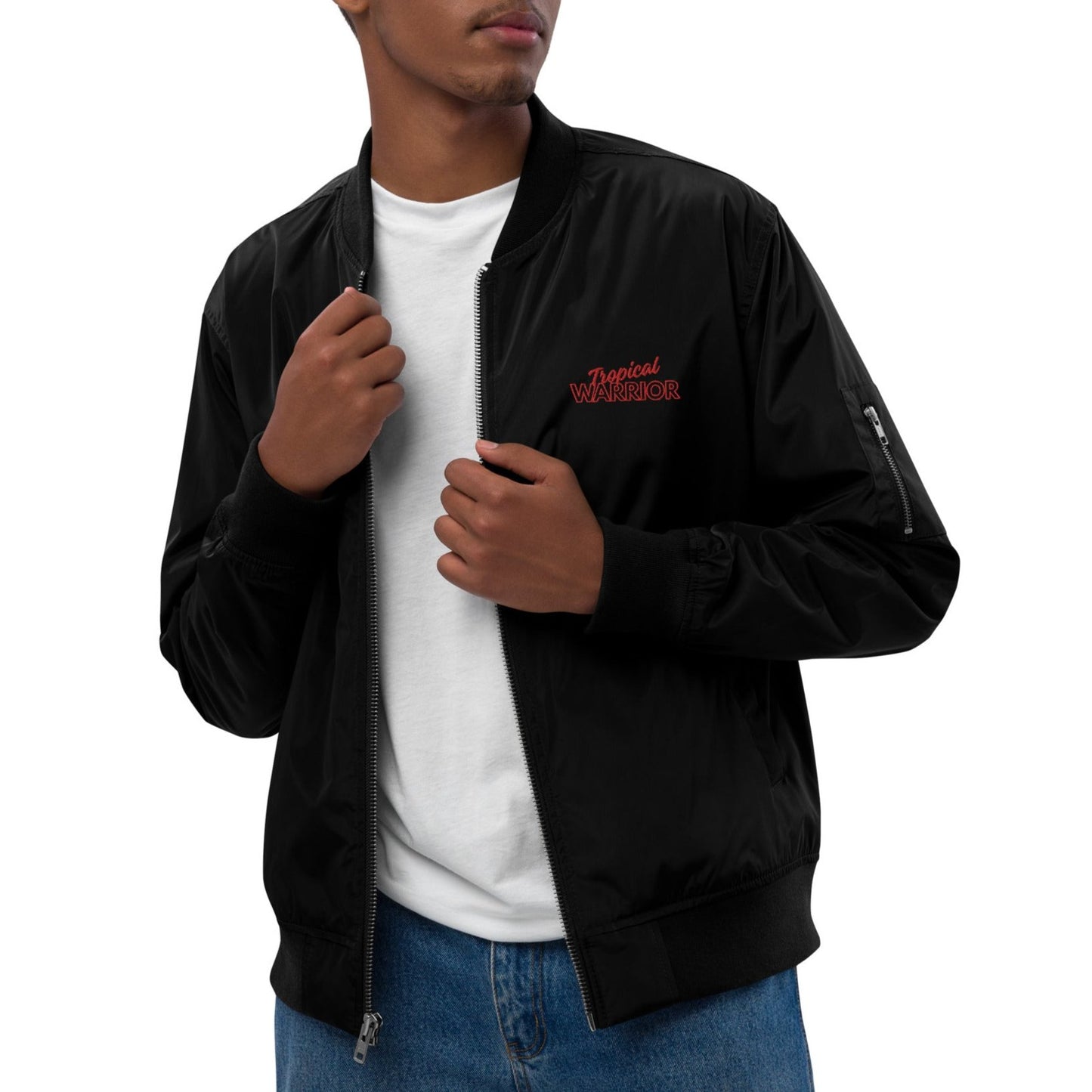 Tropical Warrior Bomber Jacket - Black | Red