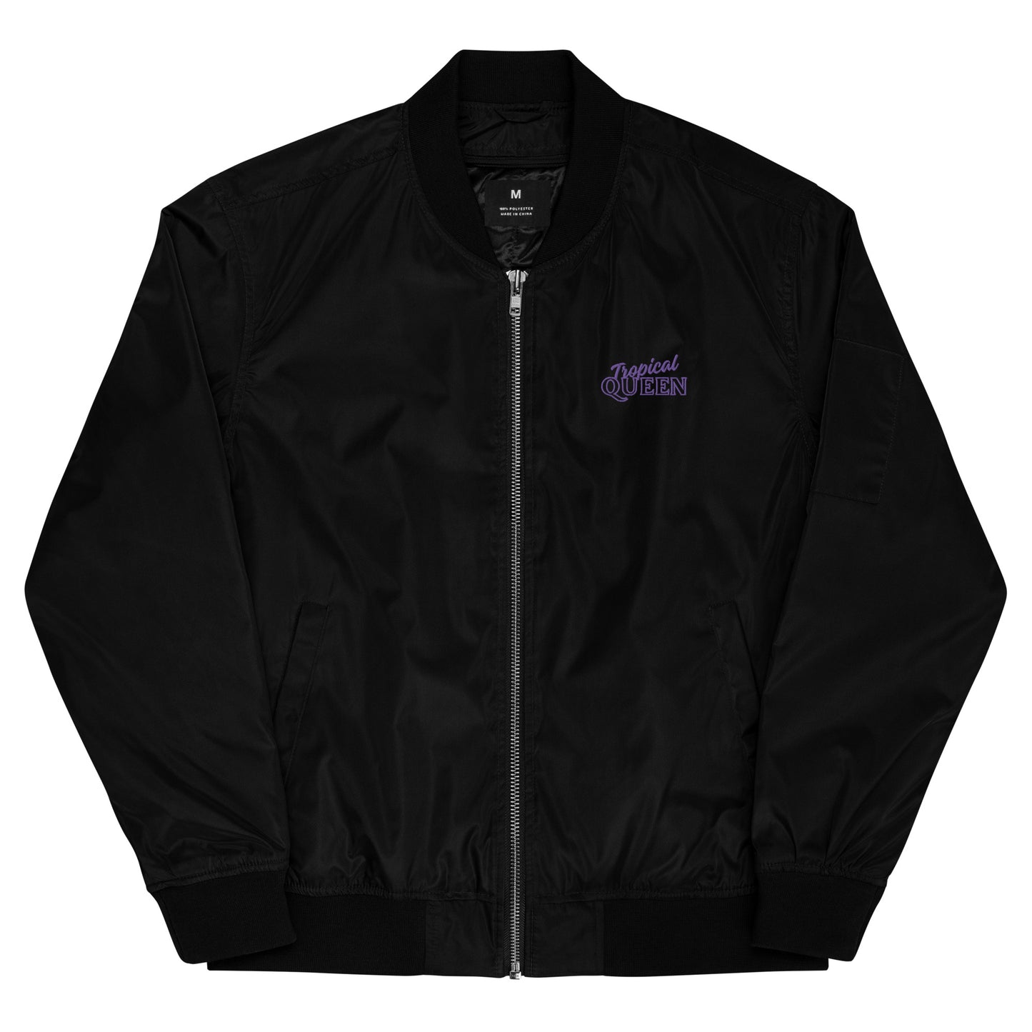 Tropical Queen Bomber Jacket - Black | Purple