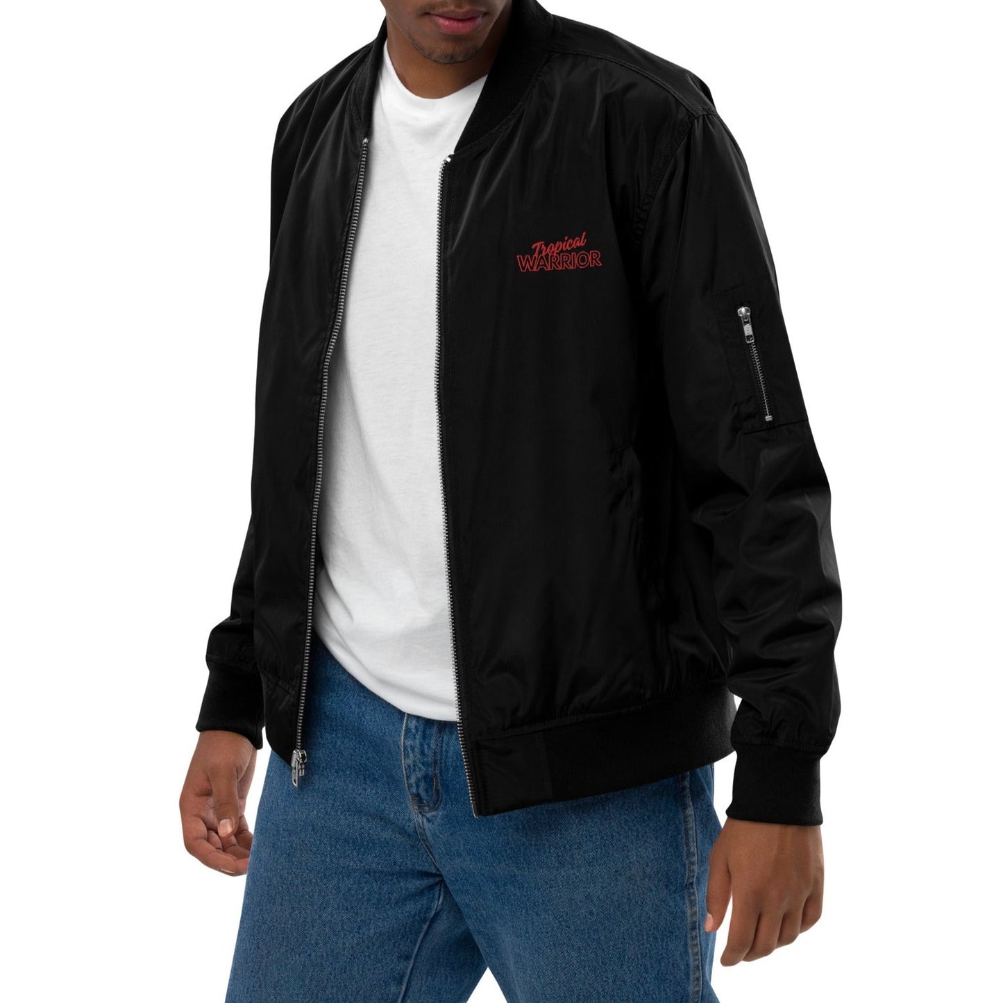 Tropical Warrior Bomber Jacket - Black | Red