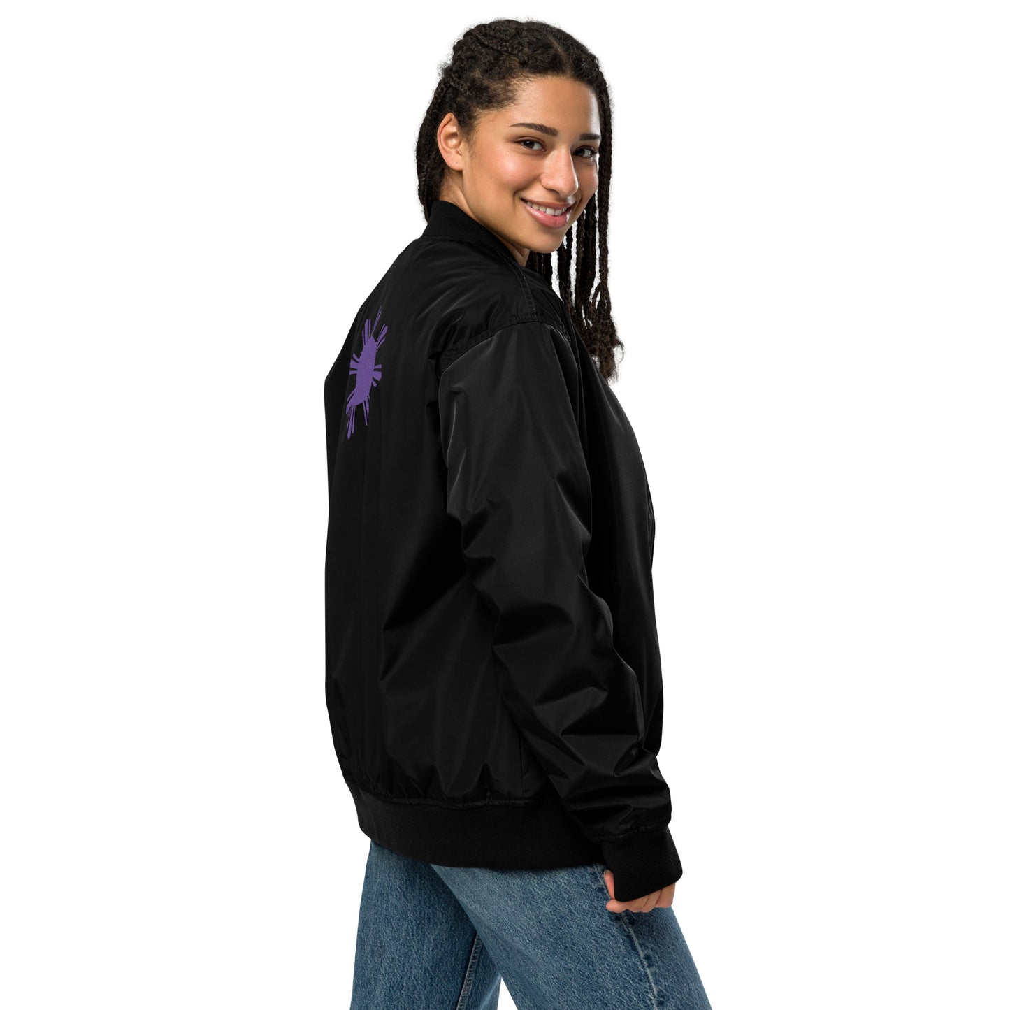 Tropical Queen Bomber Jacket - Black | Purple