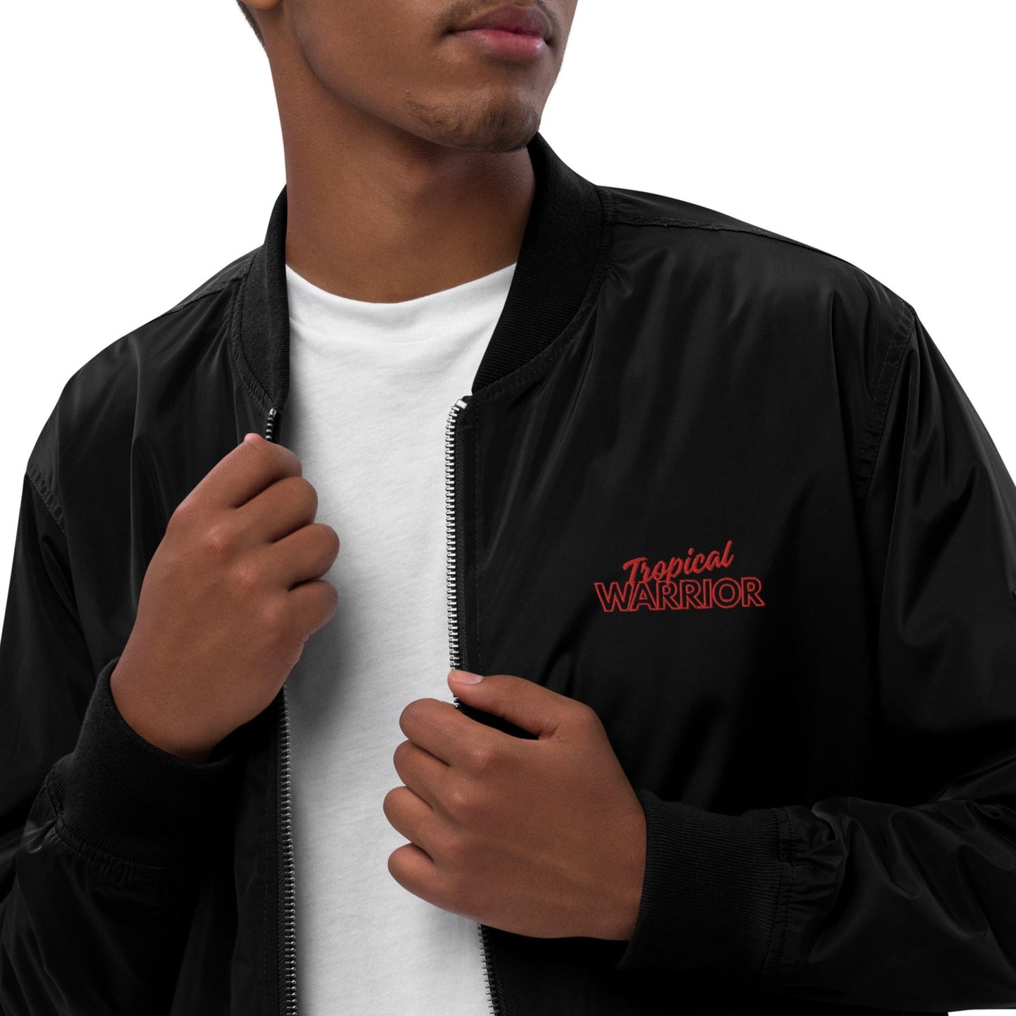 Tropical Warrior Bomber Jacket - Black | Red