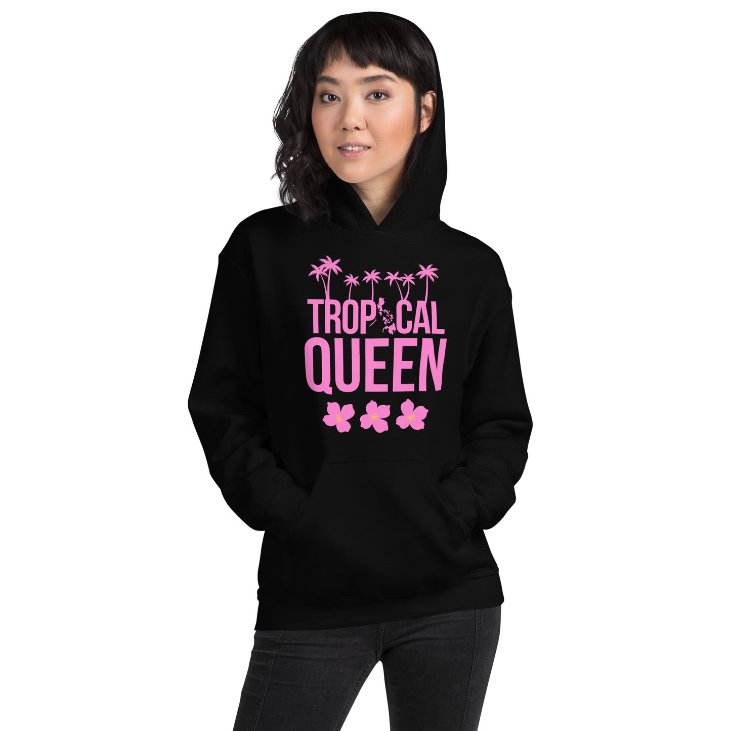 Tropical Queen Hoodie | Black - Pink