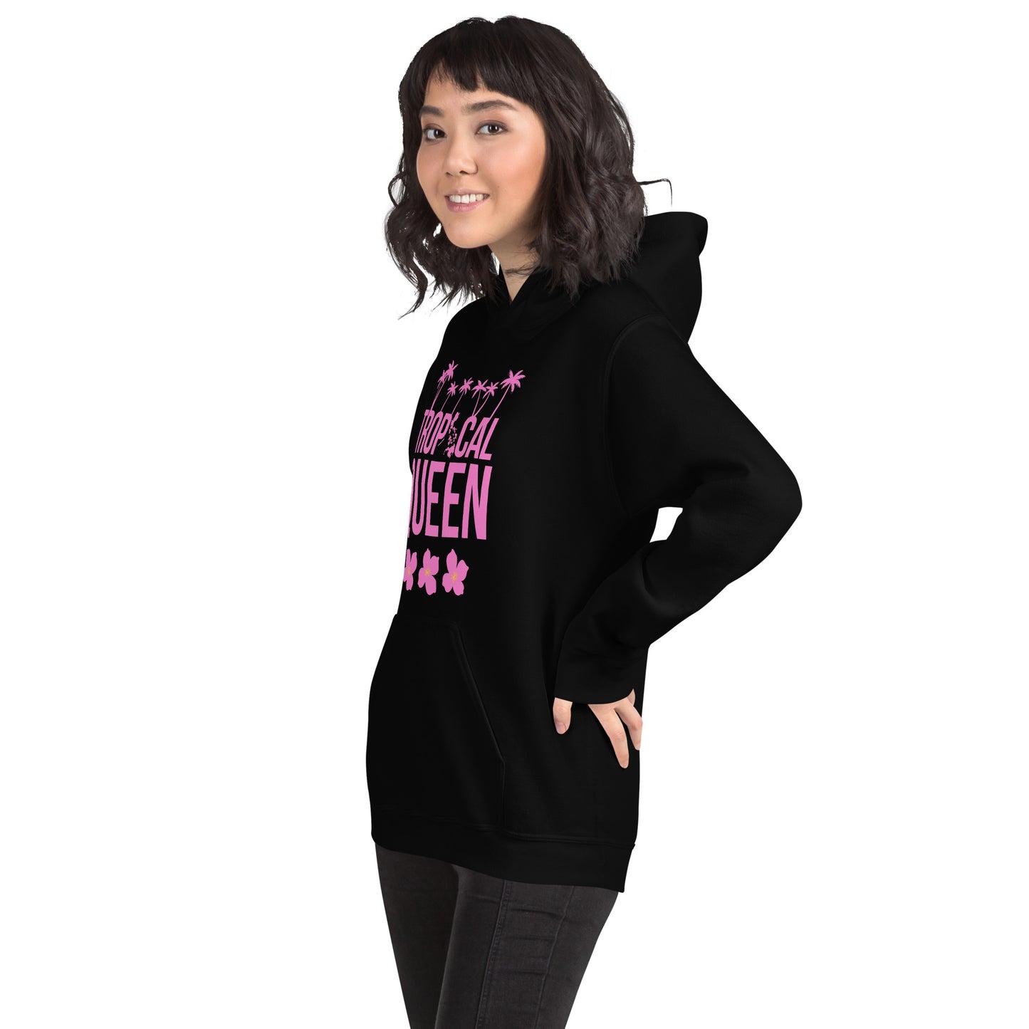 Tropical Queen Hoodie | Black - Pink