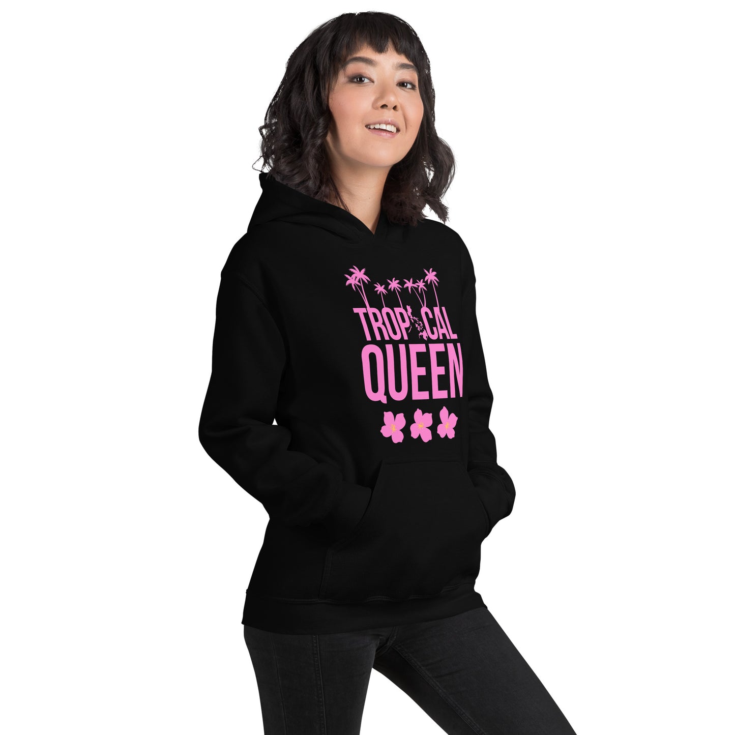 Tropical Queen Hoodie | Black - Pink