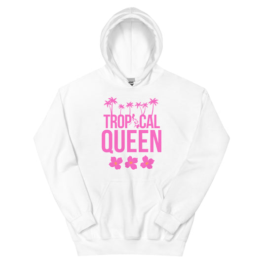 Tropical Queen Hoodie | White - Pink