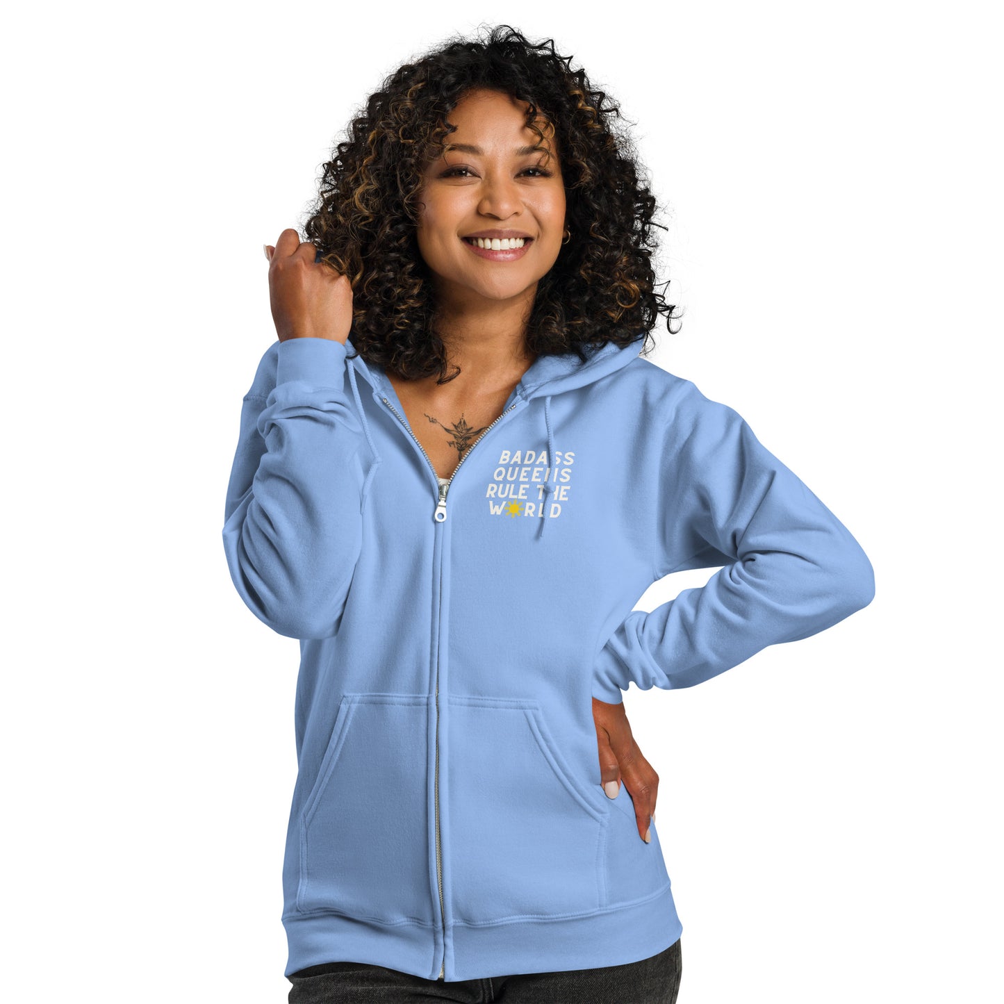 Queens rule the World zip hoodie | Skyblue