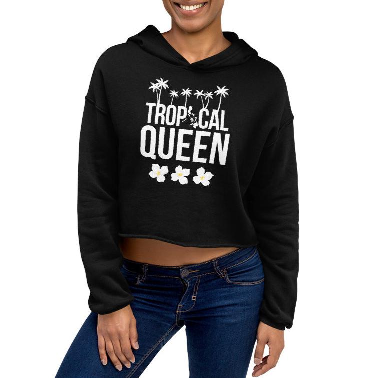 Tropical Queen Crop Hoodie | Black