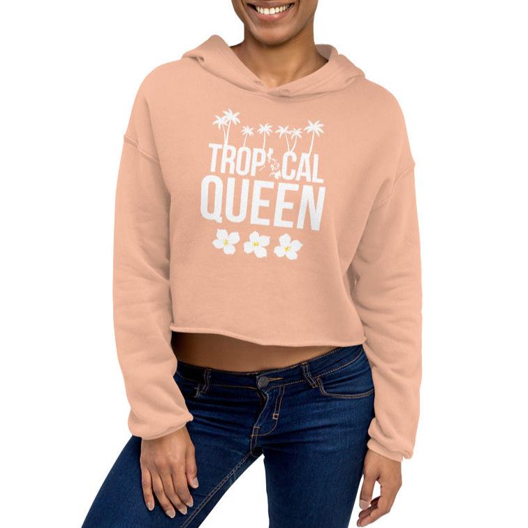 Tropical Queen Crop Hoodie | Peach