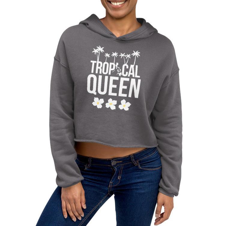 Tropical Queen Crop Hoodie | Grey