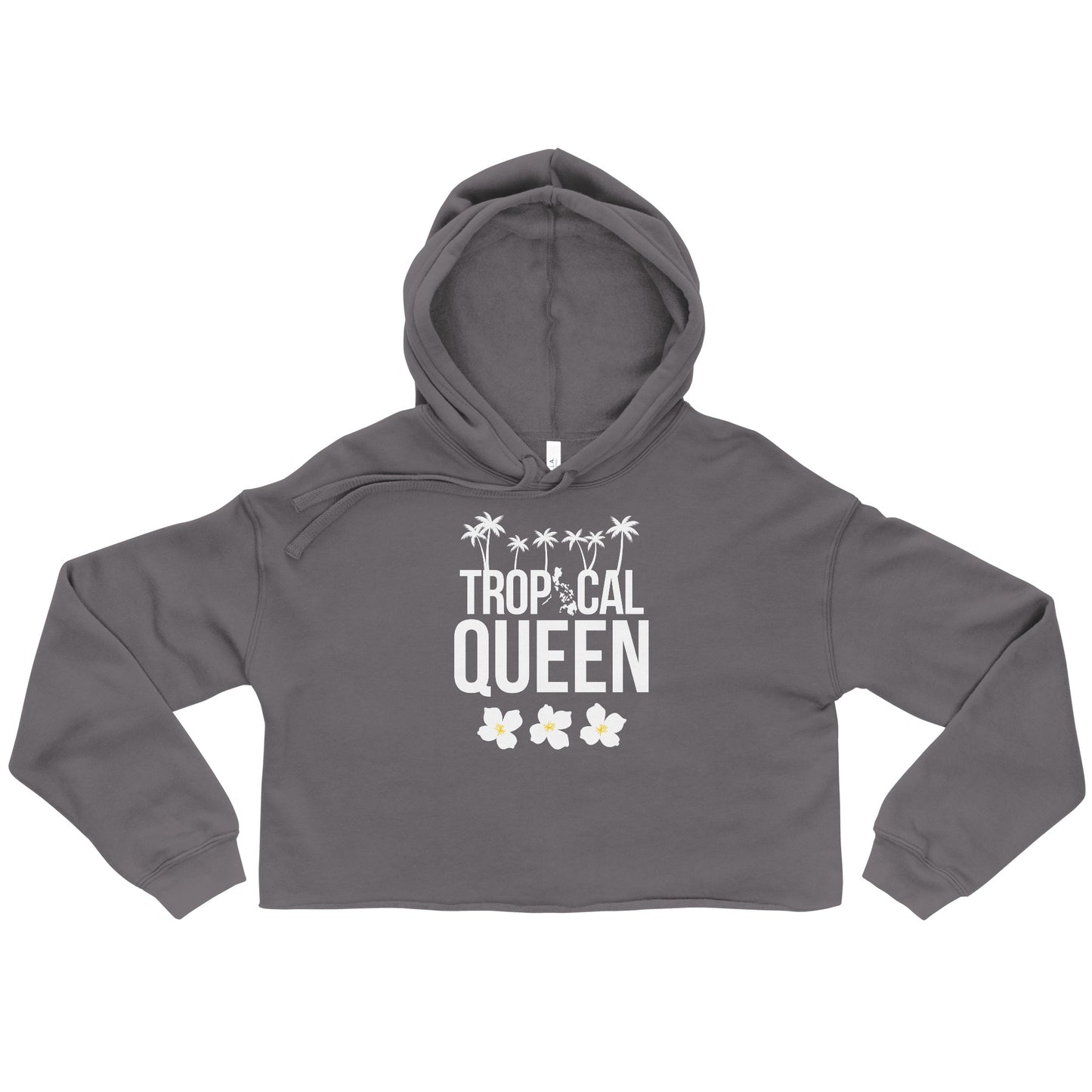 Tropical Queen Crop Hoodie | Grey