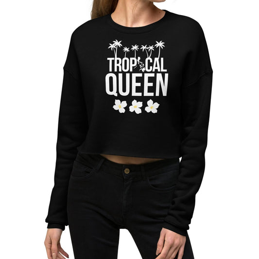 Tropical Queen Crop Sweatshirt | Black