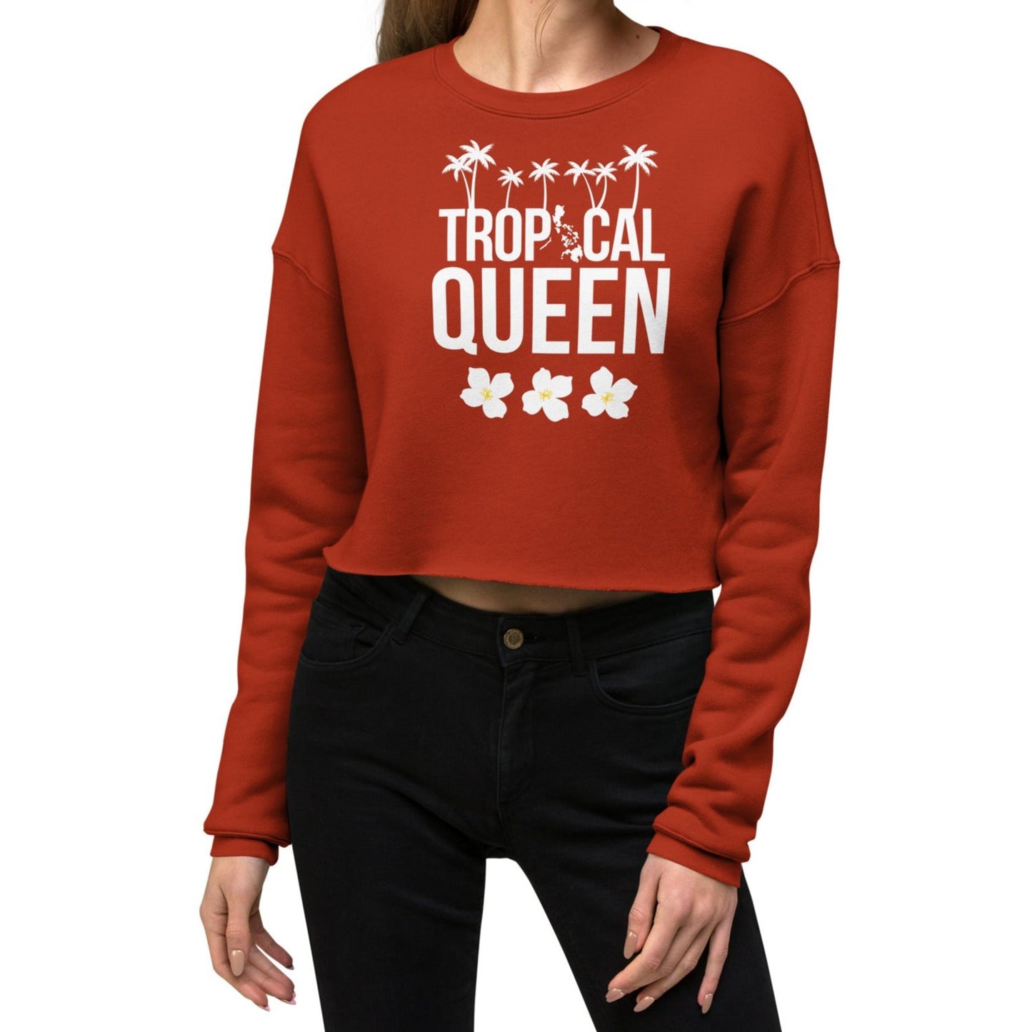 Tropical Queen Crop Sweatshirt | Red