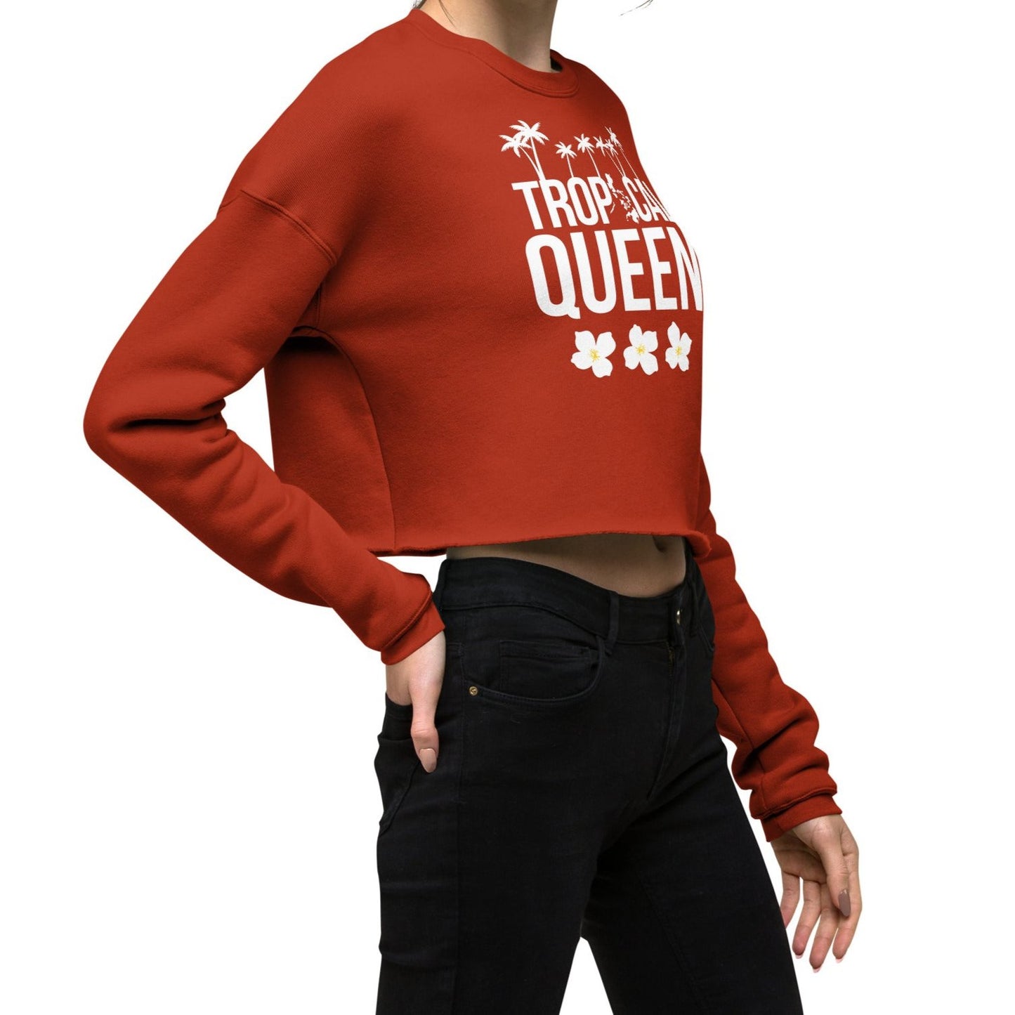 Tropical Queen Crop Sweatshirt | Red