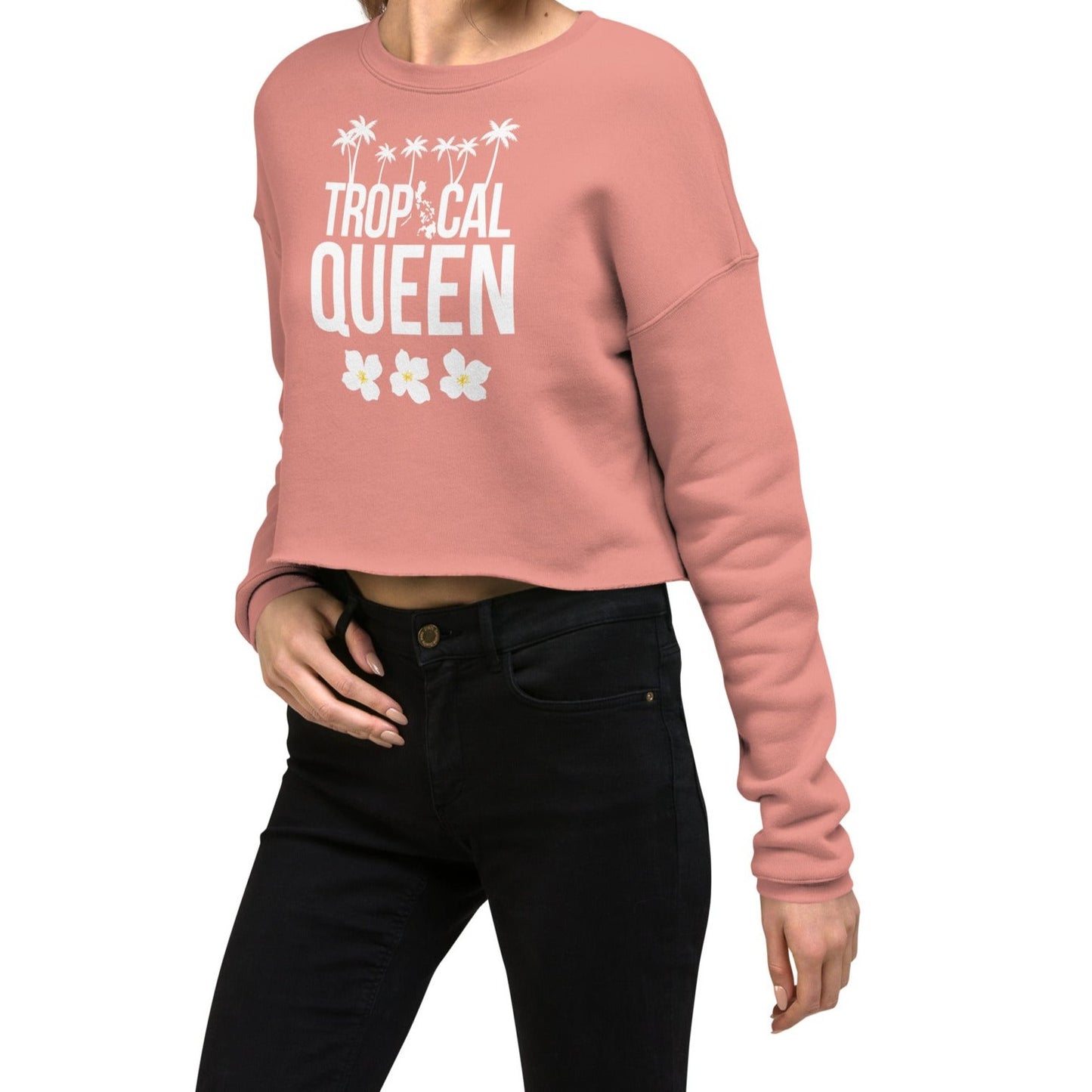 Tropical Queen Crop Sweatshirt | Pink