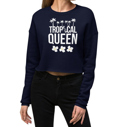 Tropical Queen Crop Sweatshirt | Navy